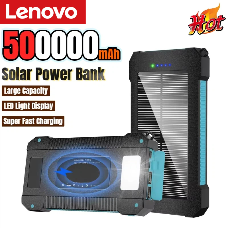 Usb Charger Dynamo - Lenovo 500000mAh zonne-energiebank Grote capaciteit Supersnel